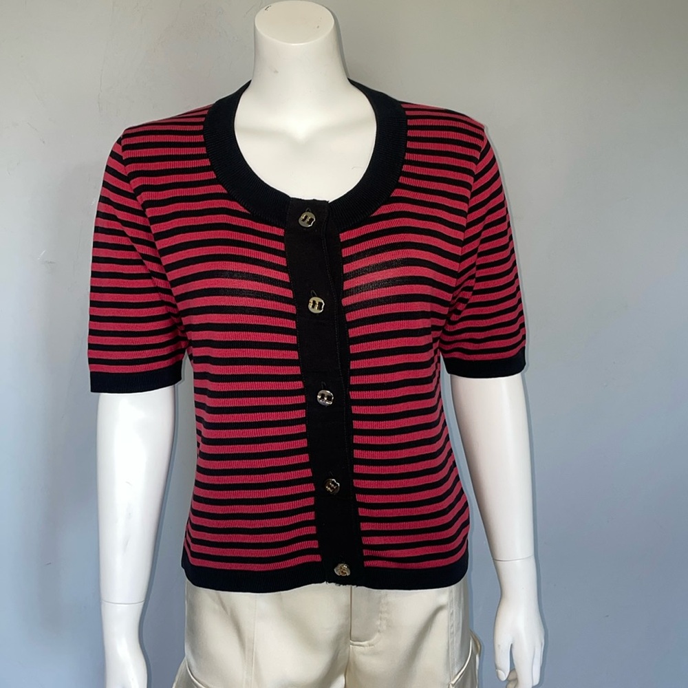 Salvatore Ferragamo RARE Vintage Striped Button Down Sweater EUC
